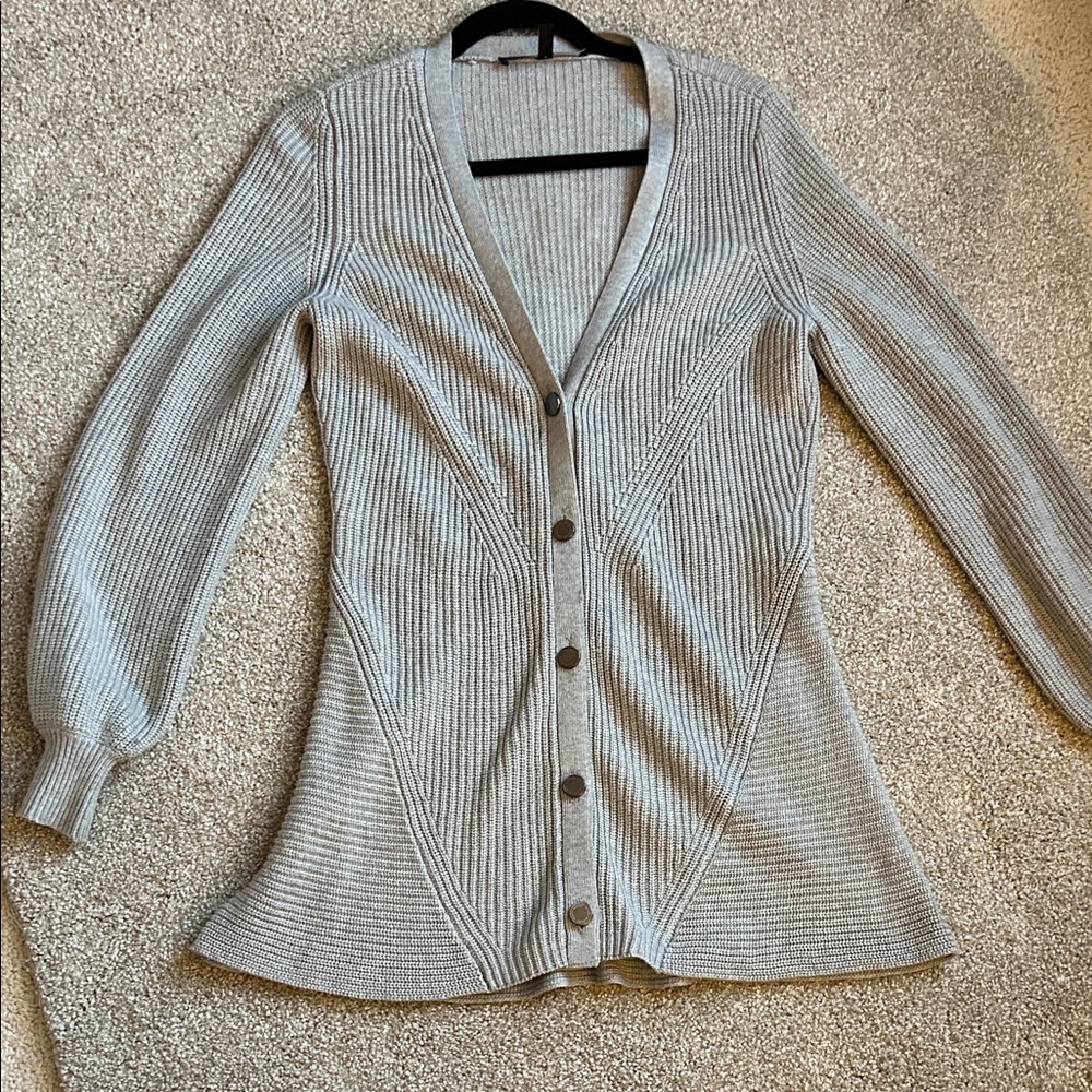 White House Black Market Light Gray Cardigan